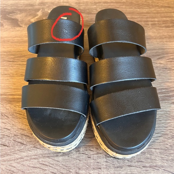 MIA Black Espadrille Platform Slip-On Strappy Sandals Size 7 - Picture 3 of 5